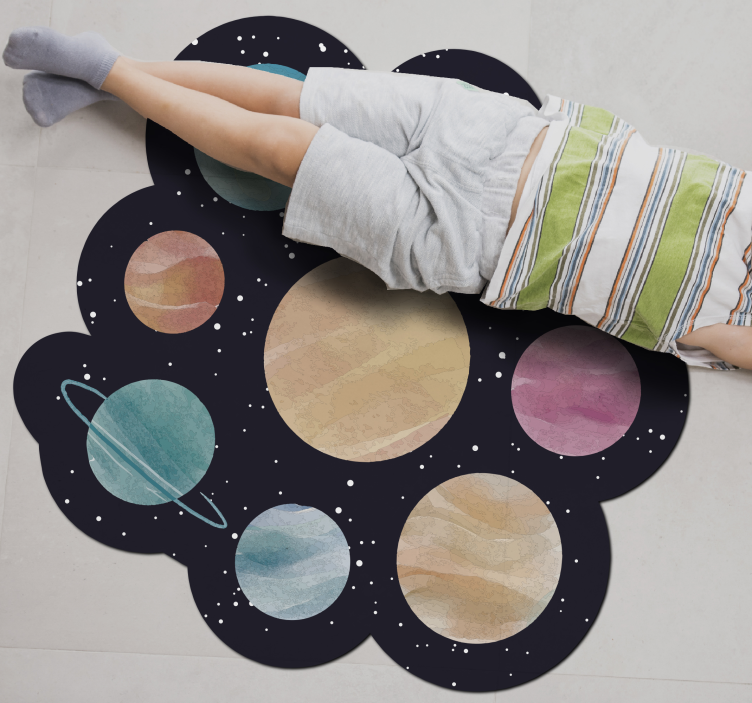Tappeto vinile per bambini tema dello spazio planetario - TenStickers