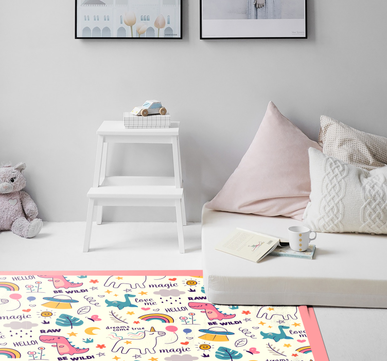 Tappeto vinile per bambini tema dinosauro colorato - TenStickers