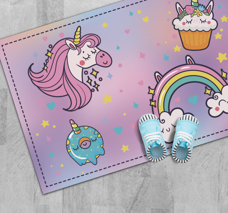 Tappeto vinile per bambini tema fantasy unicorno - TenStickers
