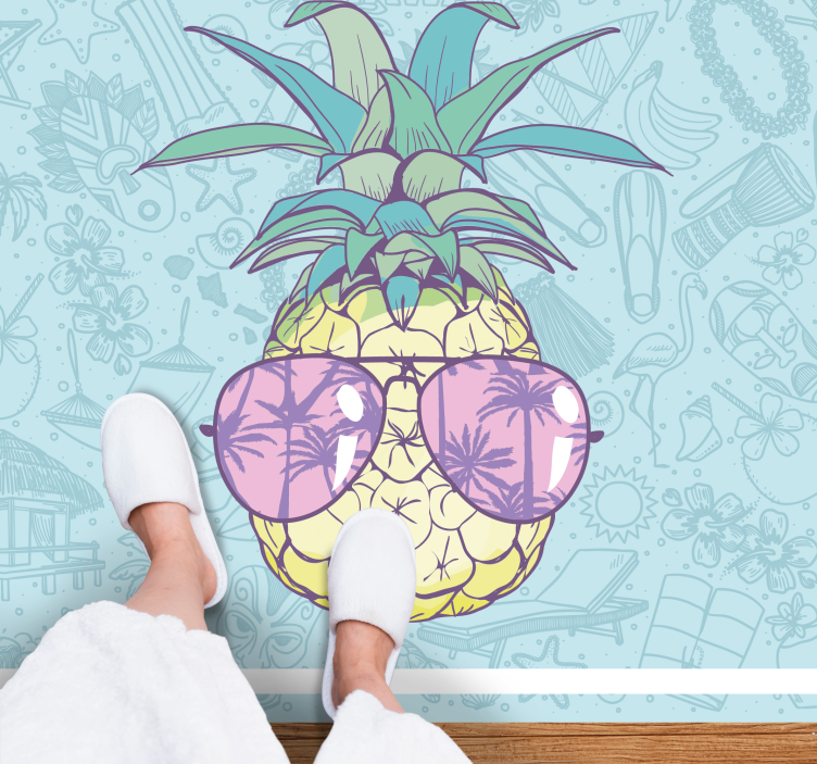 Tappeto pvc cucina tonalità fredde di ananas - TenStickers