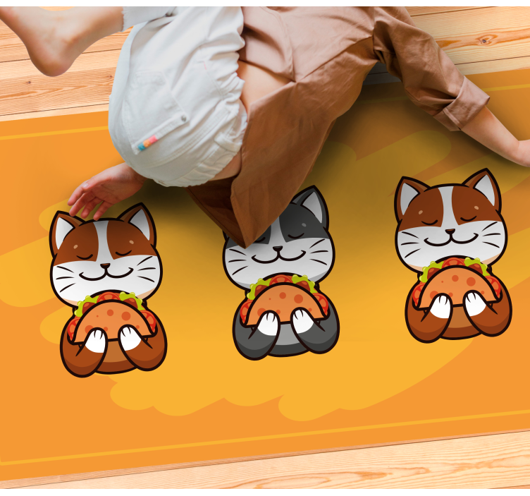 Tappeto vinile per bambini trio di gatti felici - TenStickers