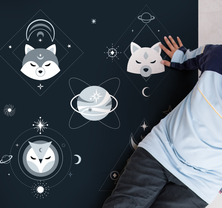 Tappeto vinile per bambini volti di animali cosmici - TenStickers