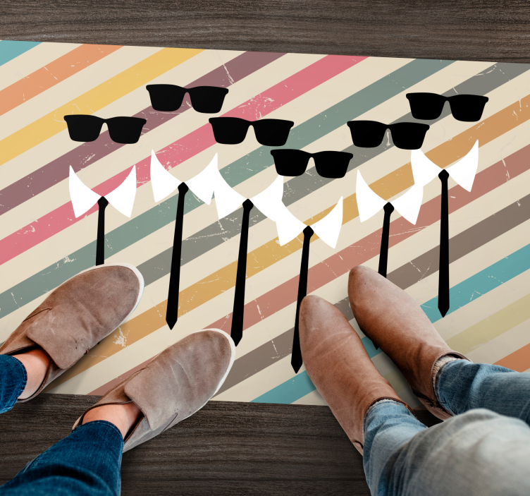 Tappeto vinile strisce abbigliamento di gruppo elegante - TenStickers