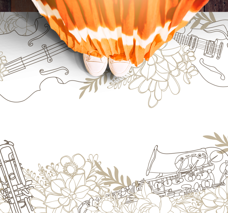 Tappeto vinile fiori composizione floreale musicale - TenStickers