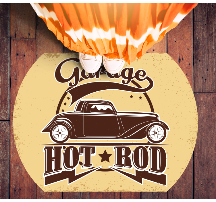 Tappeto vinile vintage hot rod da garage - TenStickers