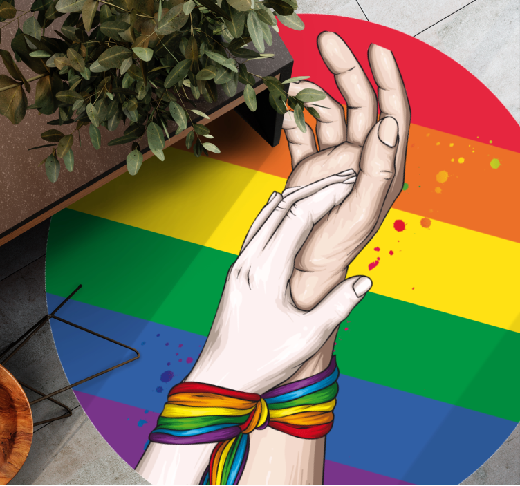 Tappeto vinile per eventi mani unite arcobaleno - TenStickers