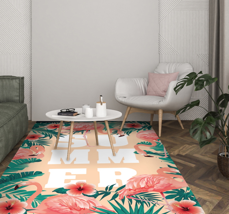 Tappeto vinile per eventi tema fenicottero estivo - TenStickers