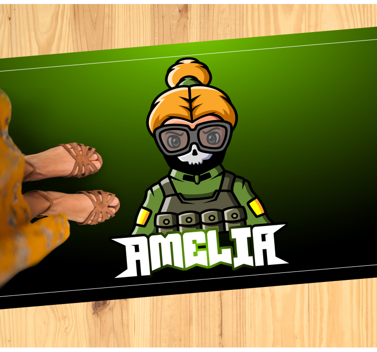 Tappeto vinile per ragazzi donna soldato con nome - TenStickers