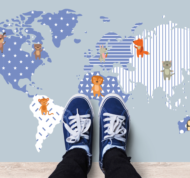 Tappeto vinile per bambini mappa del mondo avventura - TenStickers