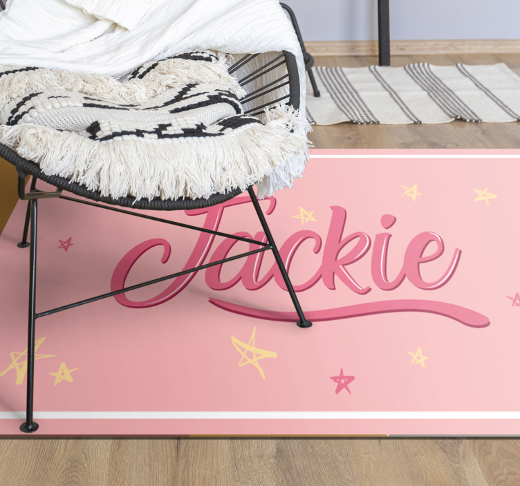 Tappeto vinile per ragazzi nome rosa con stelle - TenStickers