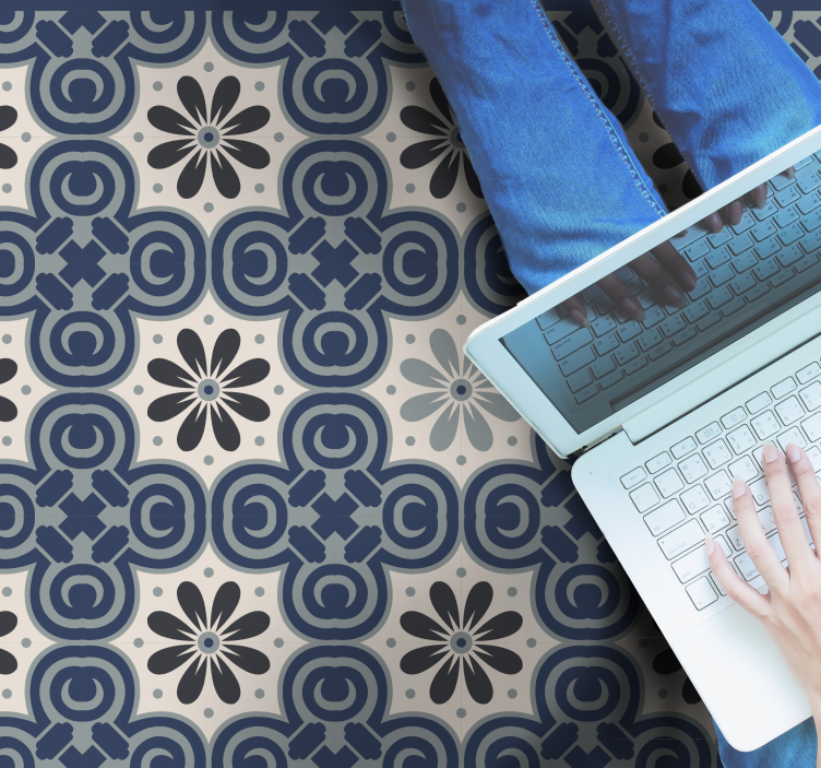 Tappeto vinile piastrelle elegante composizione floreale - TenStickers