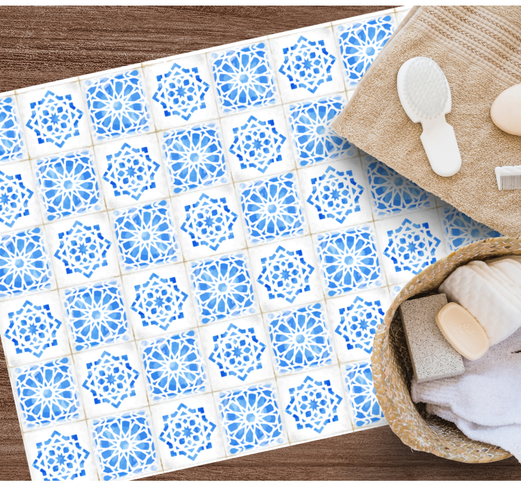 Tappeto vinile piastrelle intricati motivi blu - TenStickers