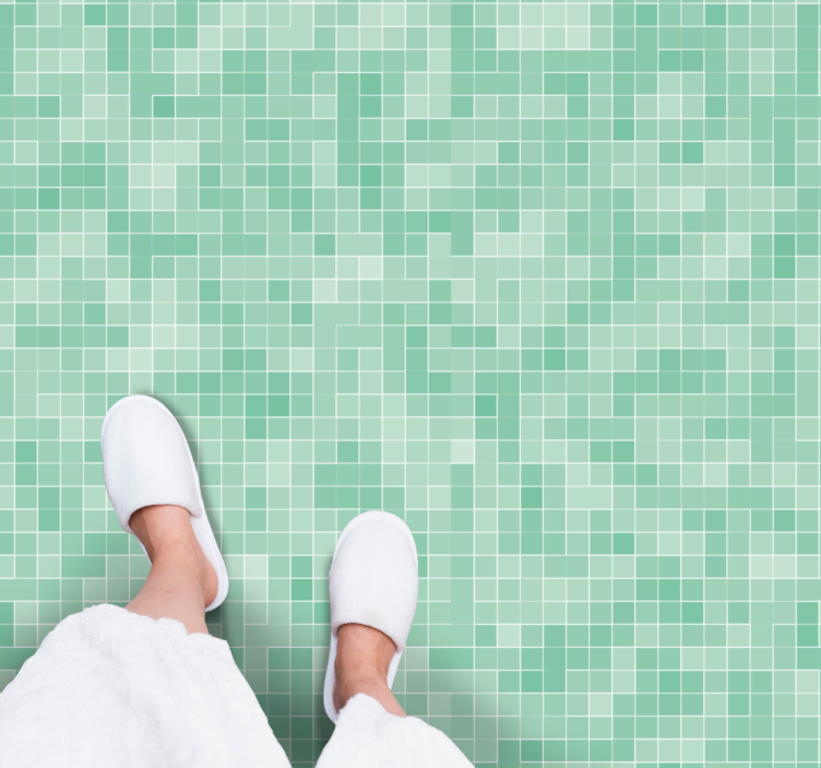 Tappeto vinile piastrelle motivo a mosaico alla menta - TenStickers