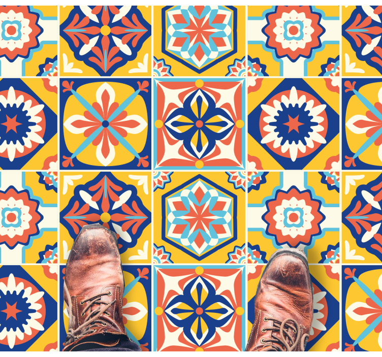 Tappeto vinile piastrelle motivo a mosaico colorato - TenStickers