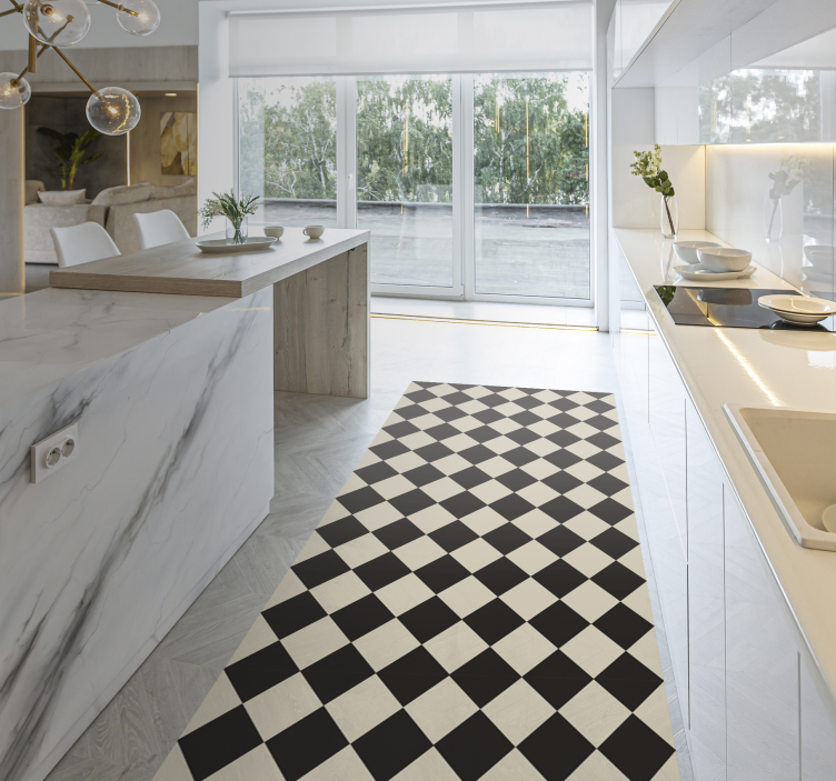 Tappeto vinile piastrelle motivo a scacchi classico - TenStickers