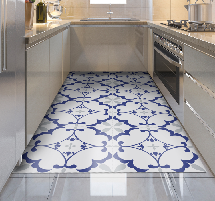 Tappeto vinile piastrelle motivo simmetrico ornato - TenStickers