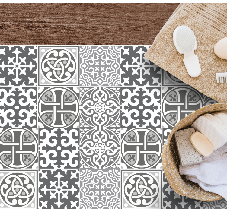 Tappeto vinile piastrelle sofisticati accordi grigi - TenStickers
