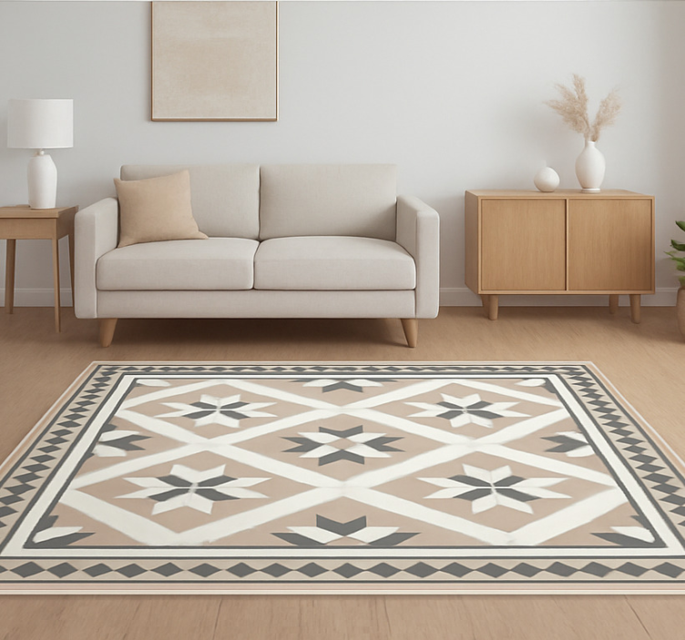 Tappeto vinile piastrelle stile marocchino beige - TenStickers