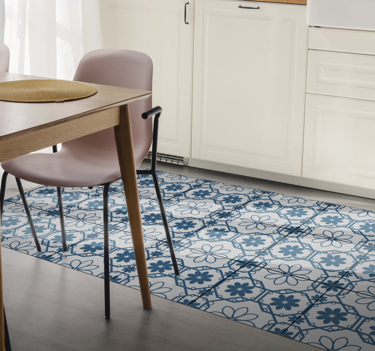 Tappeto vinile piastrelle tessera di mosaico floreale - TenStickers