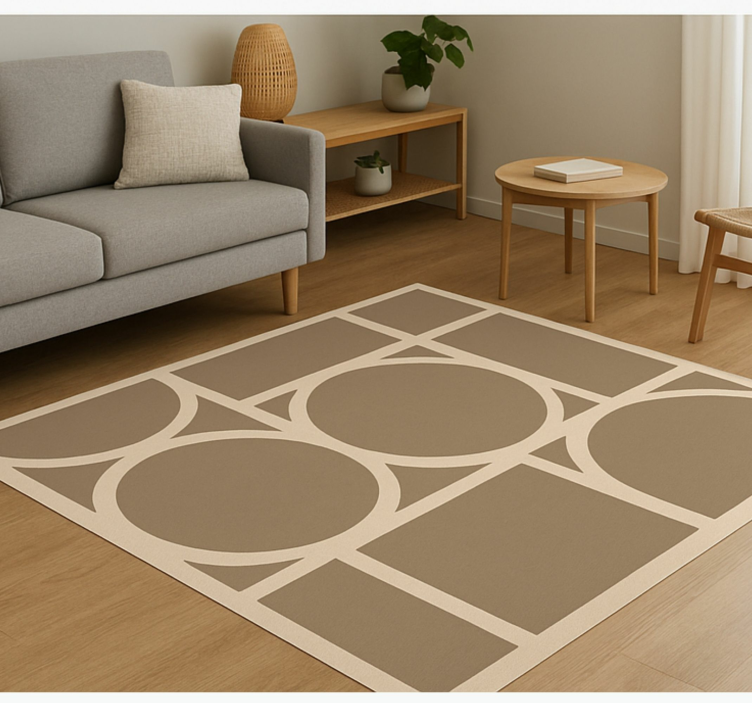 Tappeto vinile quadrato disegno geometrico beige - TenStickers
