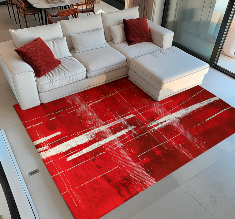 Tappeto vinile rosso modello di linee moderne - TenStickers