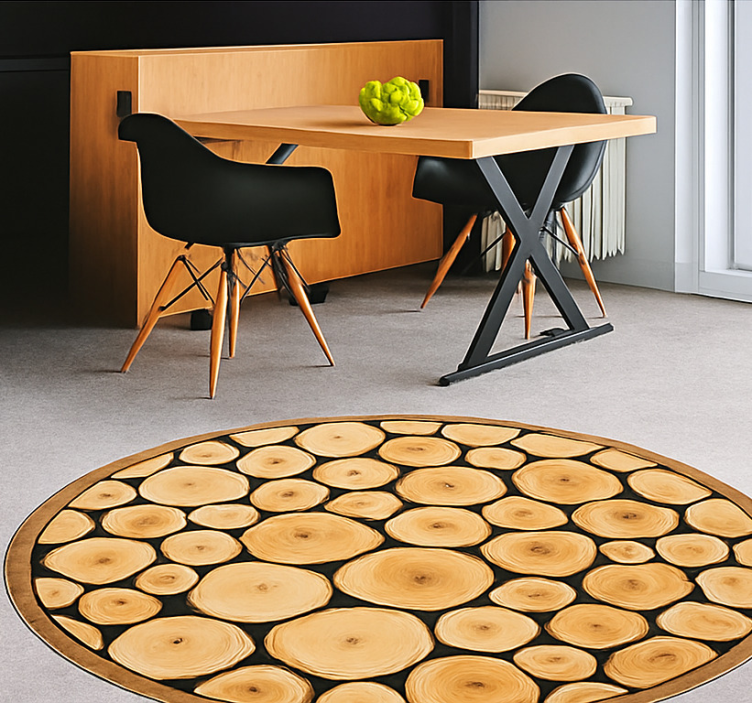 Tappeto vinile sala da pranzo fetta di legno naturale - TenStickers