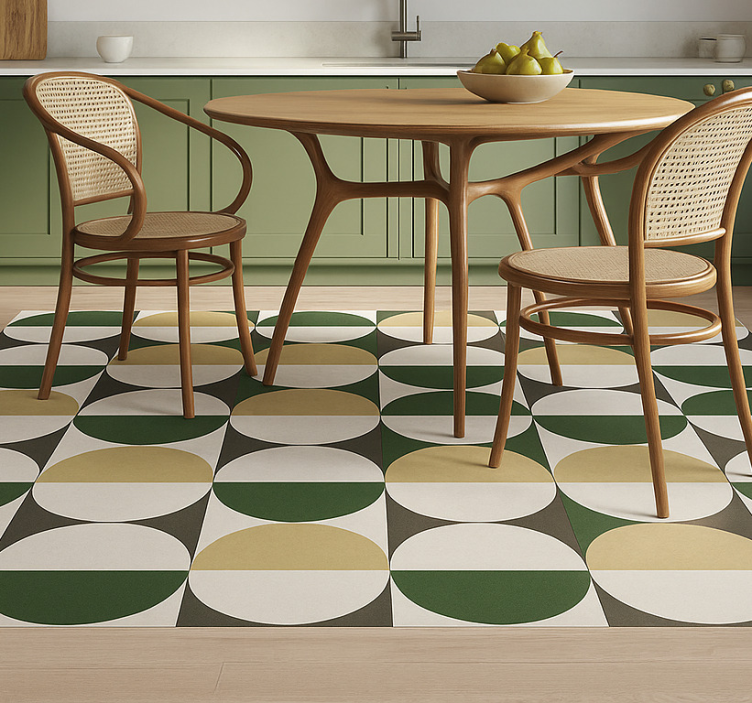 Tappeto vinile sala da pranzo modello circolare di metà secolo - TenStickers