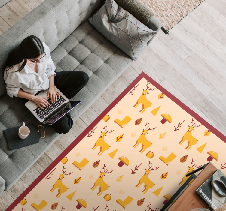 Tappeto vinile animali cervo e fogliame - TenStickers