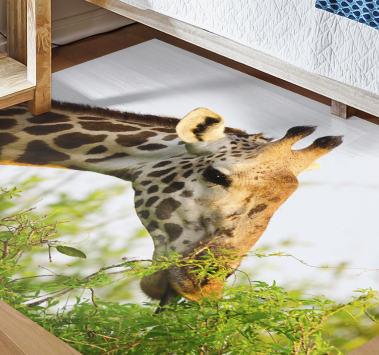 Tappeto vinile animali giraffa che mangia verdure - TenStickers