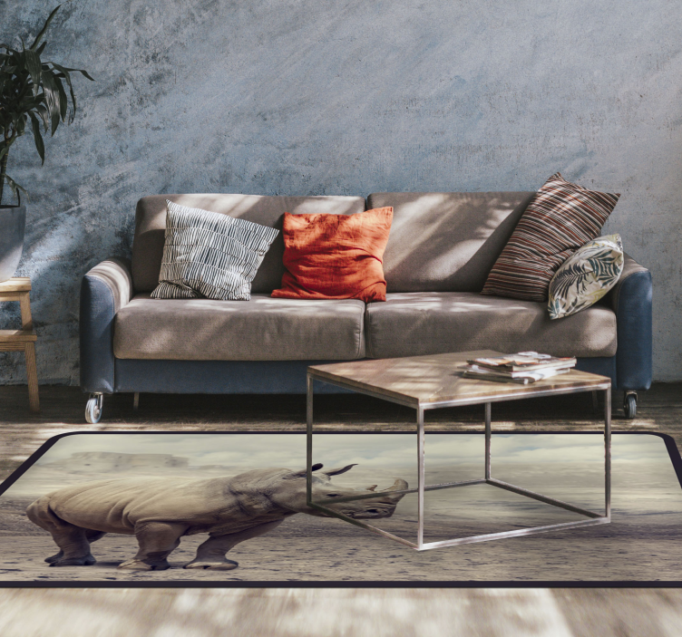 Tappeto vinile animali maestosa scena di rinoceronti - TenStickers