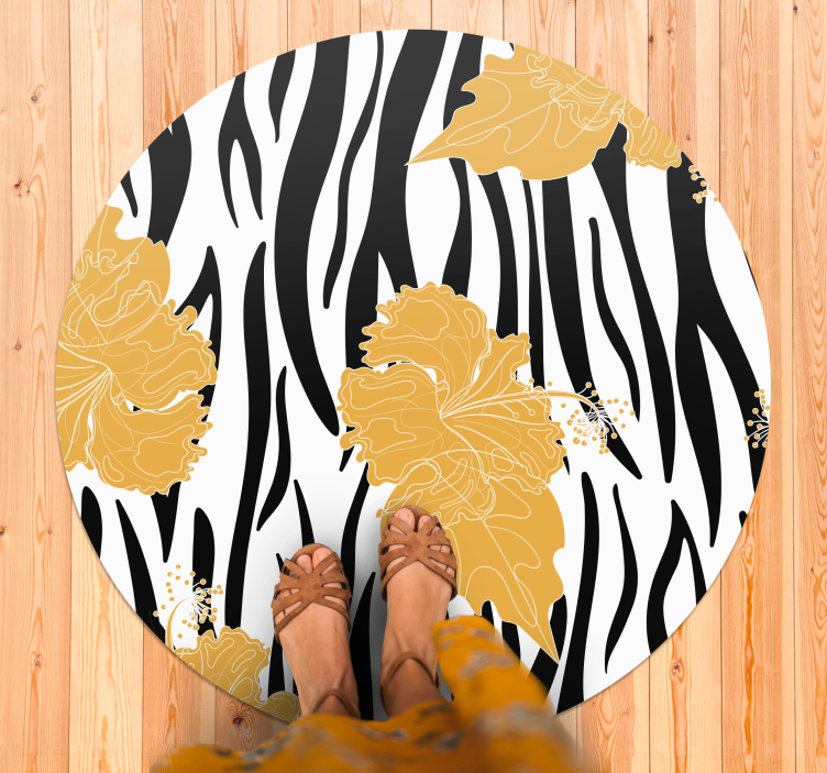 Tappeto vinile stampa animale motivo zebra floreale - TenStickers