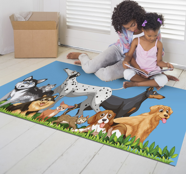 Tappeto vinile per bambini raduno di cani - TenStickers