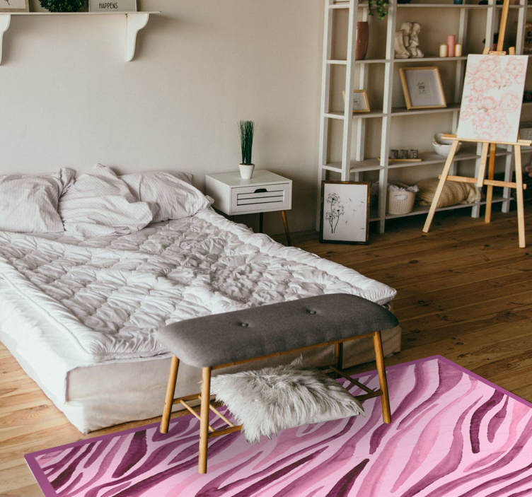 Tappeto vinile stampa animale strisce zebra rosa - TenStickers