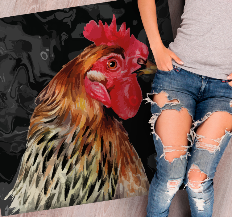 Tappeto vinile stampa animale testa di gallo colorata - TenStickers