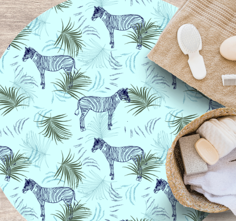 Tappeto vinile animali zebra e foglie - TenStickers