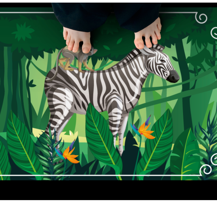 Tappeto vinile animali zebra e scimmia - TenStickers