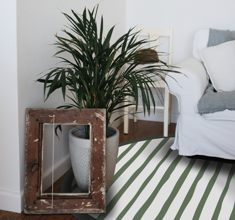 Tappeto vinile rotondo disposizione a strisce verdi - TenStickers