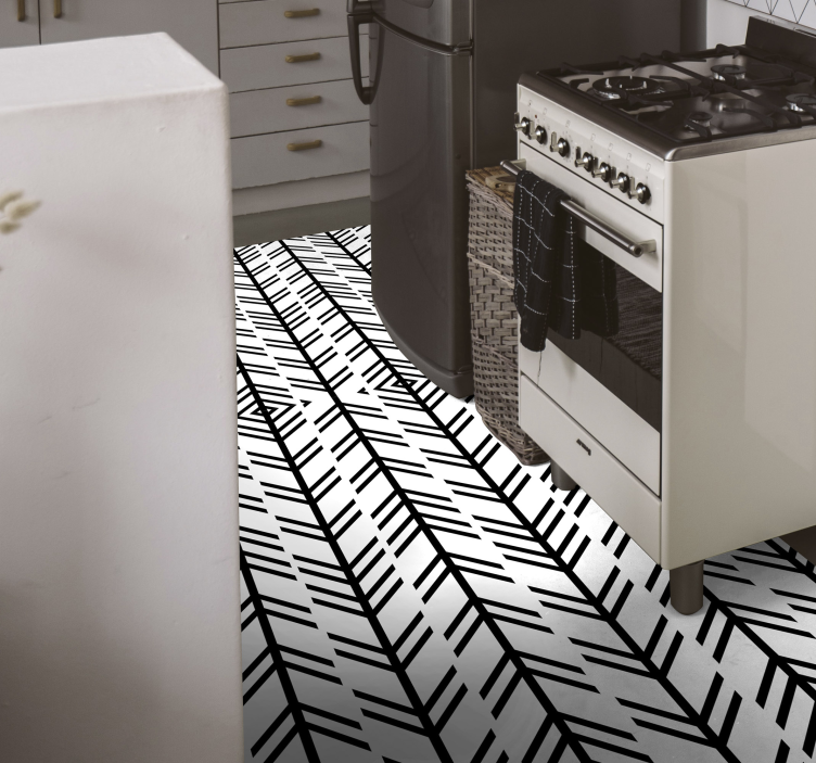 Tappeto vinile strisce linee nere a chevron - TenStickers
