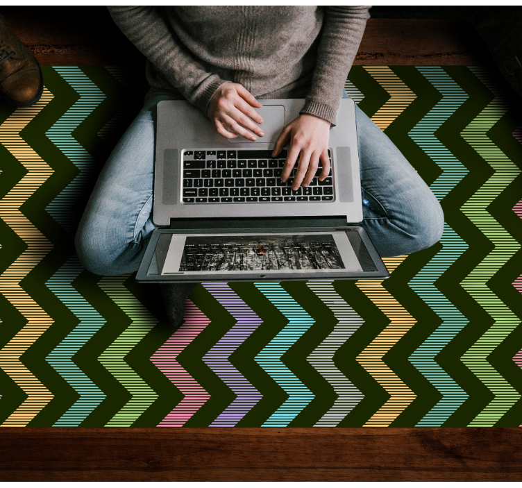 Tappeto vinile strisce motivo a zigzag colorato - TenStickers