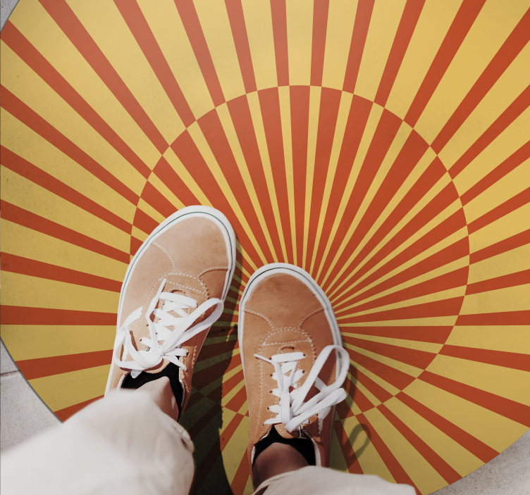 Tappeto vinile strisce motivo circolare a raggiera - TenStickers