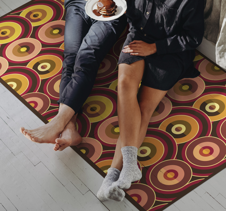 Tappeto vinile vintage cerchi marroni vivaci - TenStickers