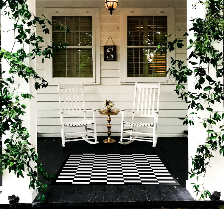 Tappeto vinile strisce scacchiera classica - TenStickers