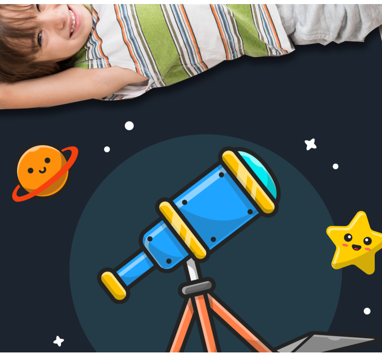 Tappetto vinile stelle avventura con il telescopio - TenStickers