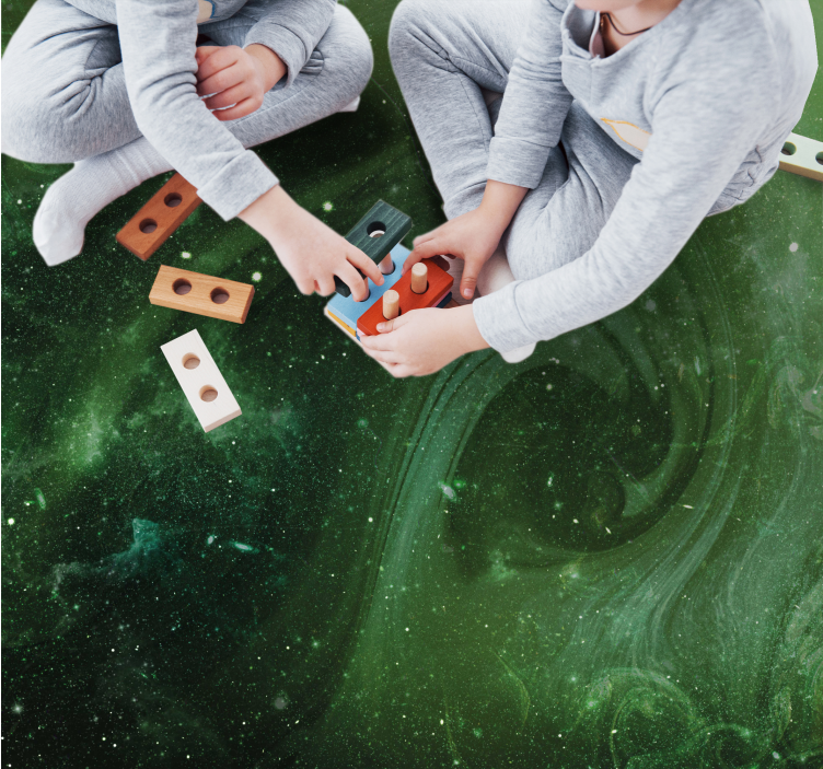 Tappetto vinile stelle vortice verde cosmico - TenStickers