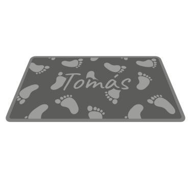 Tappeto vinile bagno con nome disegno di orme grigie - TenStickers
