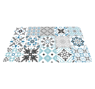 Tappeto in vinile cucina mosaico blu - TenStickers