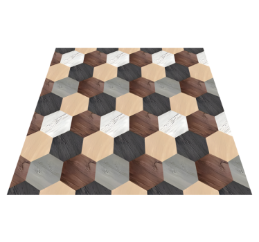 Tappeto pvc cucina esagoni di legno misto - TenStickers