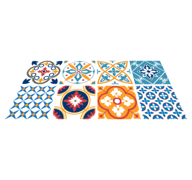 Tappeto pvc cucina piastrelle in cemento sevrinia - TenStickers