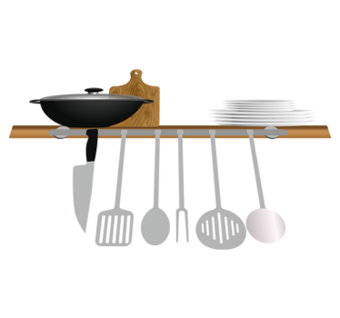 Tappeto pvc cucina asciugapiatti con piatti e ciotole - TenStickers