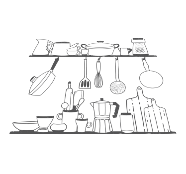 Tappeto pvc cucina utensili da cucina su mensole - TenStickers